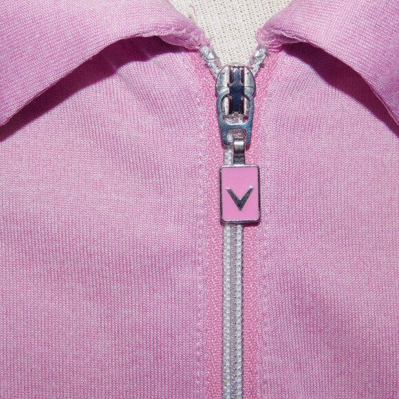 Callaway Womens Large Pink 1/4 Zip Short Sleeve Golf Polo Shirt - Picture 3 of 9